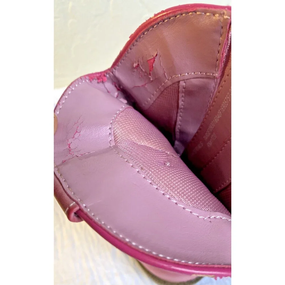 Cherokee Girls Pink Side Zip Round Toe Comfort Casual Cowgirl Western Boot Sz 8T